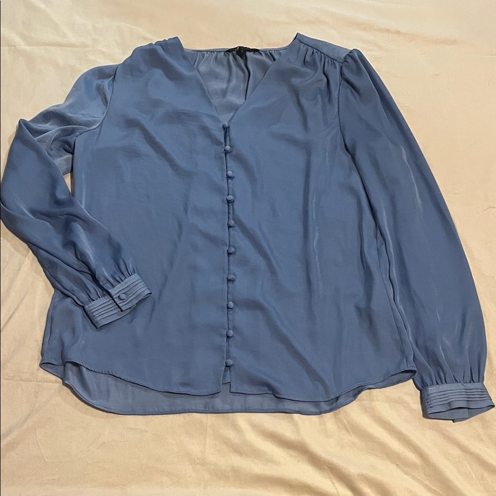 Banana Republic Soft Blue polyester button down Blouse